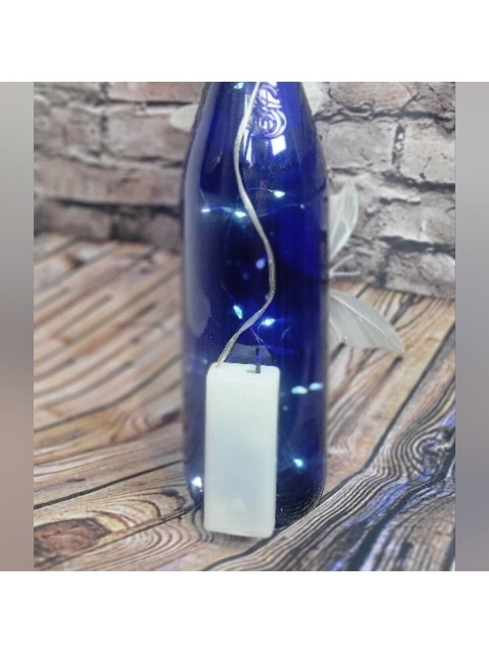 Cobalt Blue Wine Bottle LED Lights Butterfly Centerpiece - Picture 7 of 8